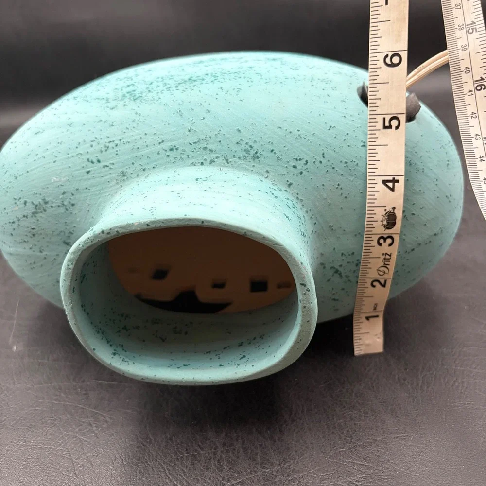 Southwestern Pueblo Village Ceramic Table Lamp Turquoise Desert Cactus